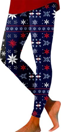 Generic Christmas Leggings for Women UK Funny Xmas Tree Reindeer Wine Glass Snowflake Printed Trendy Holiday Yoga Pants Skinny High Waist Sports Tights Ladies