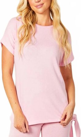 French Kyss Side-Tie Crew Neck Top In Pink