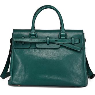 OLD TREND Wishbone Genuine Leather Structured Heritage Satchel in Teal at Nordstrom