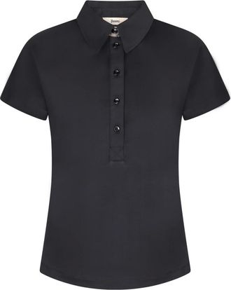 Herno Tops, Dames, Blauw, L, Katoen, Katoenen poloshirt met zijsplitten