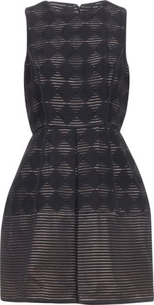 Tibi diamond checkeRed embroideRed stripe fit flared dress