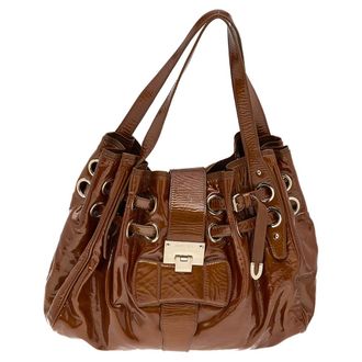 Jimmy Choo London Brown Patent Leather Riki Tote