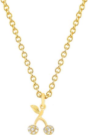 EF Collection Diamond Mini Cherry Pendant Necklace in 14K Yellow Gold at Nordstrom