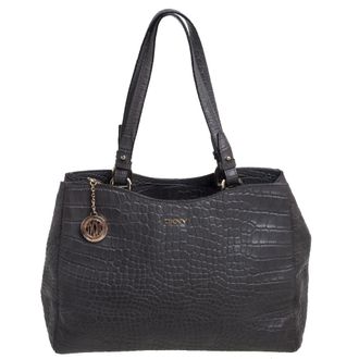 DKNY Dkny Grey Leather And Leather Totes Bag