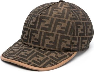 Fendi Accessoires, Heren, Bruin, ONE Size, Katoen, FF Jacquard Baseball Cap