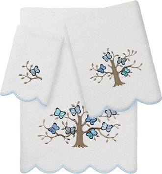 Linum Home Textiles 100% Turkish Cotton Teresa Scallop 3Pc Embellished Towel Set