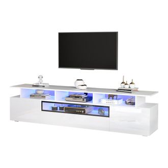 STILVORA Mueble Tv Con 2 Puertas, 1 Caj&oacute;n, 10 Huecos Y Led, Frontal Brillante, Para Sal&oacute;n, 180 &times; 38 &times; 45 Cm