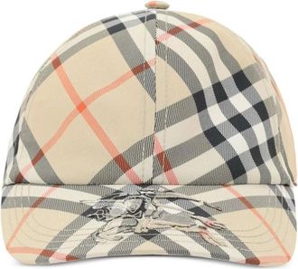 Burberry Accessoires, Dames, Beige, ONE Size, Katoen, Check Katoenen Baseballpet