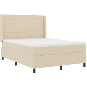 vidaXL Box Spring Bed with Mattress Cream 160 x 200 cm Fabric vidaXL