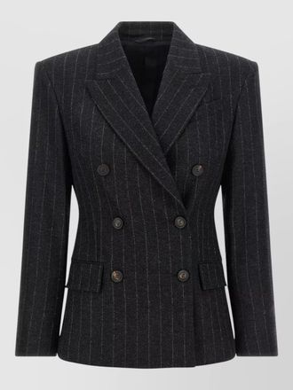 Brunello Cucinelli wool cashmere pinstripe double-breasted blazer