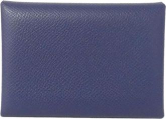 Hermès Blue Navy Epsom Leather Coin Purse/Coin Case (Pre-Owned)
