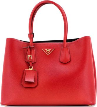 Prada Cuir Double Saffiano Leather Medium tote bag - women - Calf Leather - One Size - Red