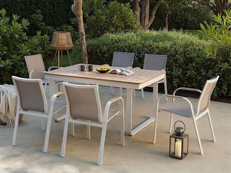 Vente-Unique Extendable Aluminium Garden Table L.61/246 Cm - Light Natural and in Light Oak