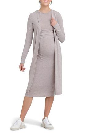 Ripe Nina Longline Maternity Cardigan in Sand at Nordstrom, Size Small