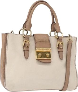 Miu Miu Pre-owned Handbags, female, Beige, Size: ONE SIZE Pre-owned Leather Handbag