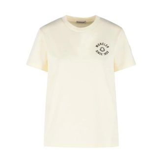 Moncler Camiseta de Algod&oacute;n con Logo - Tops - Mujer - Beige - L