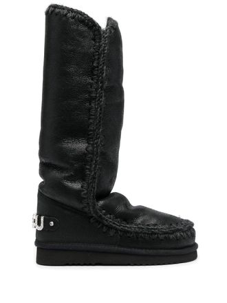 Mou calf-length snow boots - women - Sheepskin/Rubber/Sheep Skin/Shearling - 40 - Black