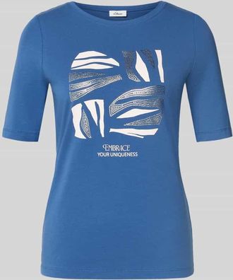 s.Oliver Red Label Regular Fit T-Shirt aus Baumwoll-Mix in Ocean, Größe 34