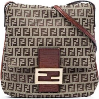 Fendi Pre-owned Canvas Crossbody Bag - Dames - Vintage Schoudertas - Bruin - ONE Size - Leer - Vintage