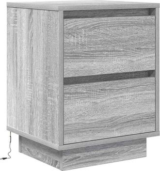 vidaXL Mesilla de noche con luces led Sonoma gris 38x34x50 cm Vidaxl