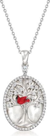 Ross-Simons Mother-Of-Pearl Tree Of Life Cardinal Pendant Necklace
