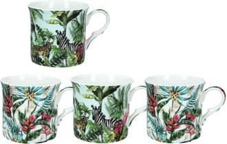 OEM Juego De 4 Tazas - Safari Tropical (fbch)