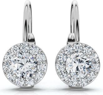 Pompeii3 1/2Ct Halo Diamond Hoops With Lever Backs in White or Yellow Gold