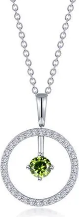 Lafonn Simulated Diamond Lab-Created Birthstone Reversible Pendant Necklace in Light Green/August at Nordstrom Rack, Size 20