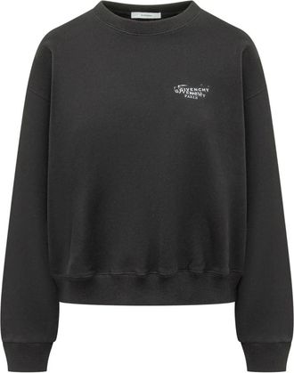 Givenchy Hoodies & sweatvesten, Dames, Zwart, M, Katoen, Sweatshirt van fleece met Stamp-print