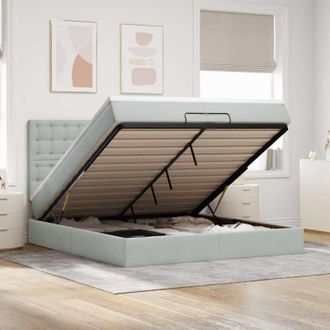 vidaXL Estructura Cama Otomana Colchones Terciopelo Gris Claro Vidaxl