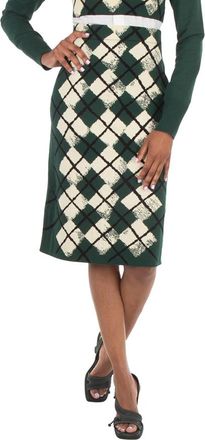 Burberry Argyle Intarsia Knitted Midi Skirt, Size X-Small