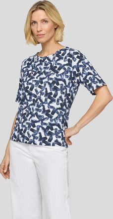 Rabe Rundhalsshirt RABE, Damen, Gr. 36, pazifik, Web, Obermaterial: 92% Baumwolle, 8% Elasthan, bedruckt, tailliert h&uuml;ftbedeckend, Rundhals, Shirts Rundhal