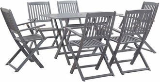 vidaXL Juego De Comedor De Jard&iacute;n 7 Pzas Madera Maciza De Acacia Gris Vidaxl