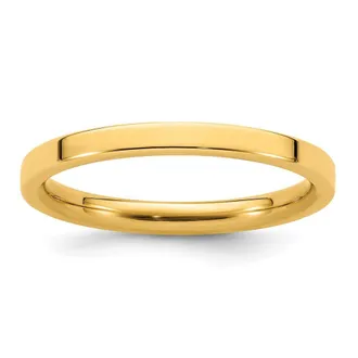 Diamond2Deal 14k Yellow Gold 2mm Standard Weight Flat Comfort Fit Wedding Band Ring