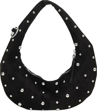 Generic Faux Suede Womens Shoulder Bag with Rivets Y2K Punk Shoulder Bag Dumpling Bag for Everyday Life and Travel