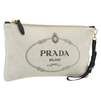 Prada Pre-owned Clutches, female, White, Size: ONE SIZE Pre-owned Canvas Pouch