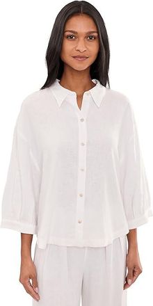 Eberjey Linen Blend Relaxed Sleeve Top Womens Clothing Off-White : XL, Linen/Synthetic
