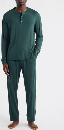 Eberjey Henry Stretch Tencel Modal Long Pajamas in Pine at Nordstrom, Size Xx-Large