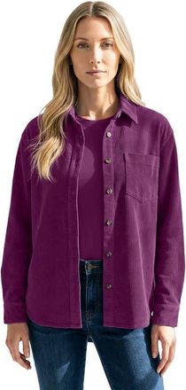 Roaman's Corduroy Button Front Shirt in Dark Berry at Nordstrom, Size 32
