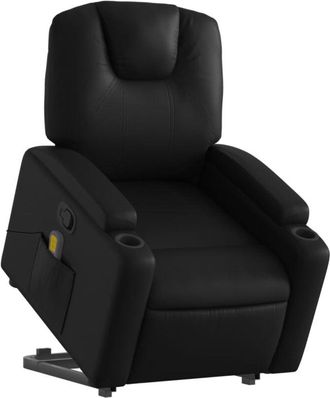 vidaXL Sill&oacute;n Reclinable De Masaje De Pie Cuero Artificial Negro Vidaxl