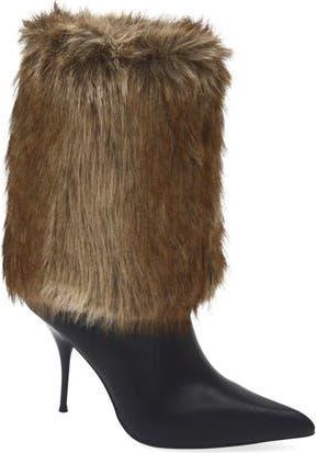 Jeffrey Campbell Thermal Faux Fur Cuff Bootie in Black Brown Combo at Nordstrom Rack, Size 6.5