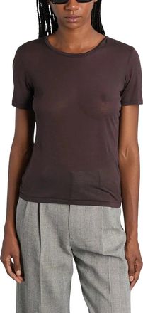 Anine Bing T-Shirts, female, Brown, XS, Brown Round Neck T-shirt