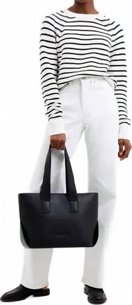 French Connection Womens Lillie Mozart Stripe Crew Sweater In Ecru/blue