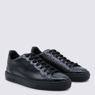 Moschino Studded Leather Sneakers - Black
