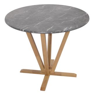 Hhg Hhg - Mesa Bistro 656, Mesa De Comedor, Madera Maciza Hpl Laminado Melamina &Oslash;92cm, Aspecto M&aacute;rmol/piedra, Marco Color Claro