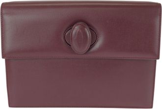 Cartier Bordeaux Wine Red Leather Clutch Bag (Pre-Owned)