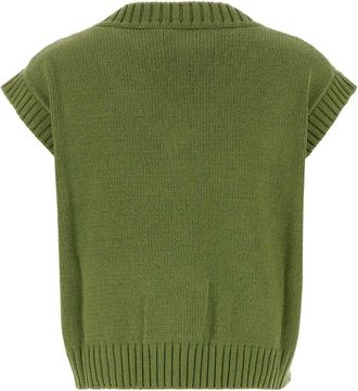 Weekend Womens Green Cotton Blend Alamaro Vest Multi Fiore Exterior: Acrylic Maglieria Sweater