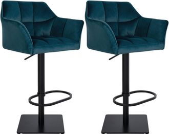 Clp Clp - Lote De 2 Taburetes De Bar Damaso Funda De Terciopelo Verde Metal Negro Mate