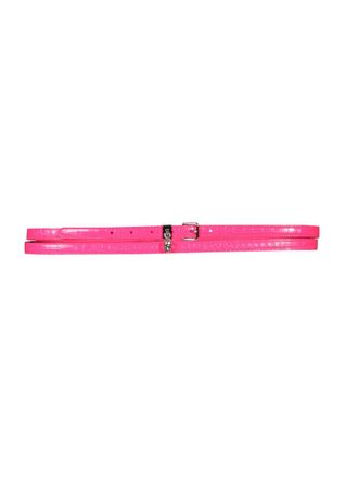Alexander McQueen Skull and Pav&egrave; Crocodile Leather Belt - Pink
