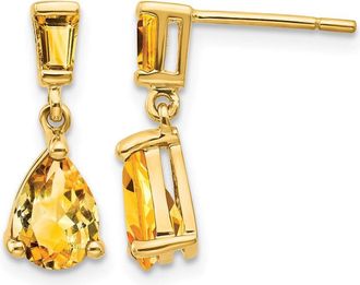 Diamond2Deal 14k Yellow Gold Citrine Dangle Earrings
